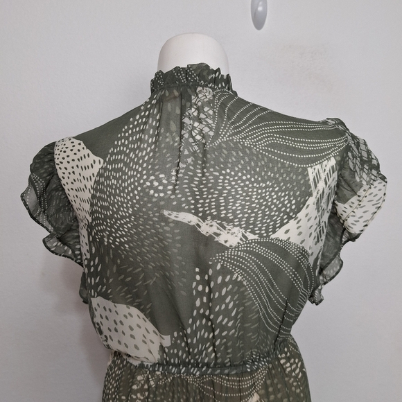 Philosophy Coquette Green White Cottagecore Abstract Sheer Prairie Midi Dress 3X - Picture 8 of 12